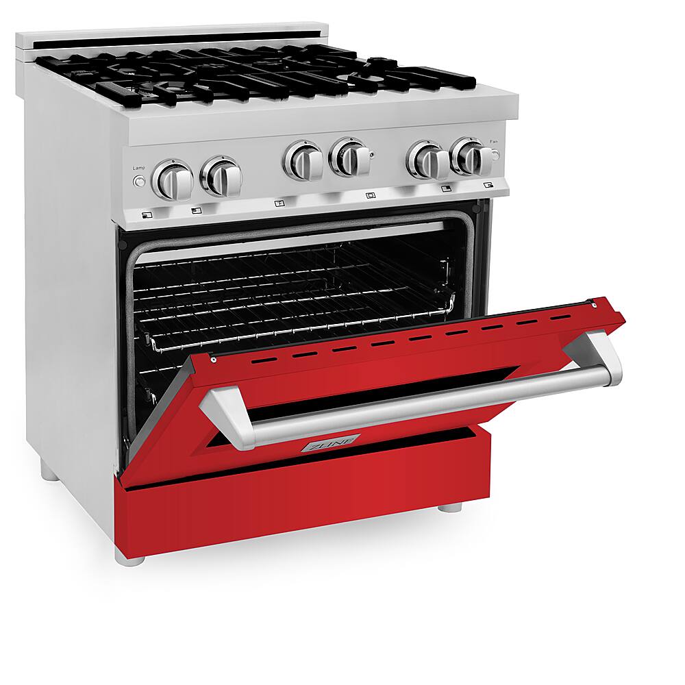 Left View: ZLINE - Professional 4.0 Cu. Ft. Freestanding Gas Convection Range - Matte red