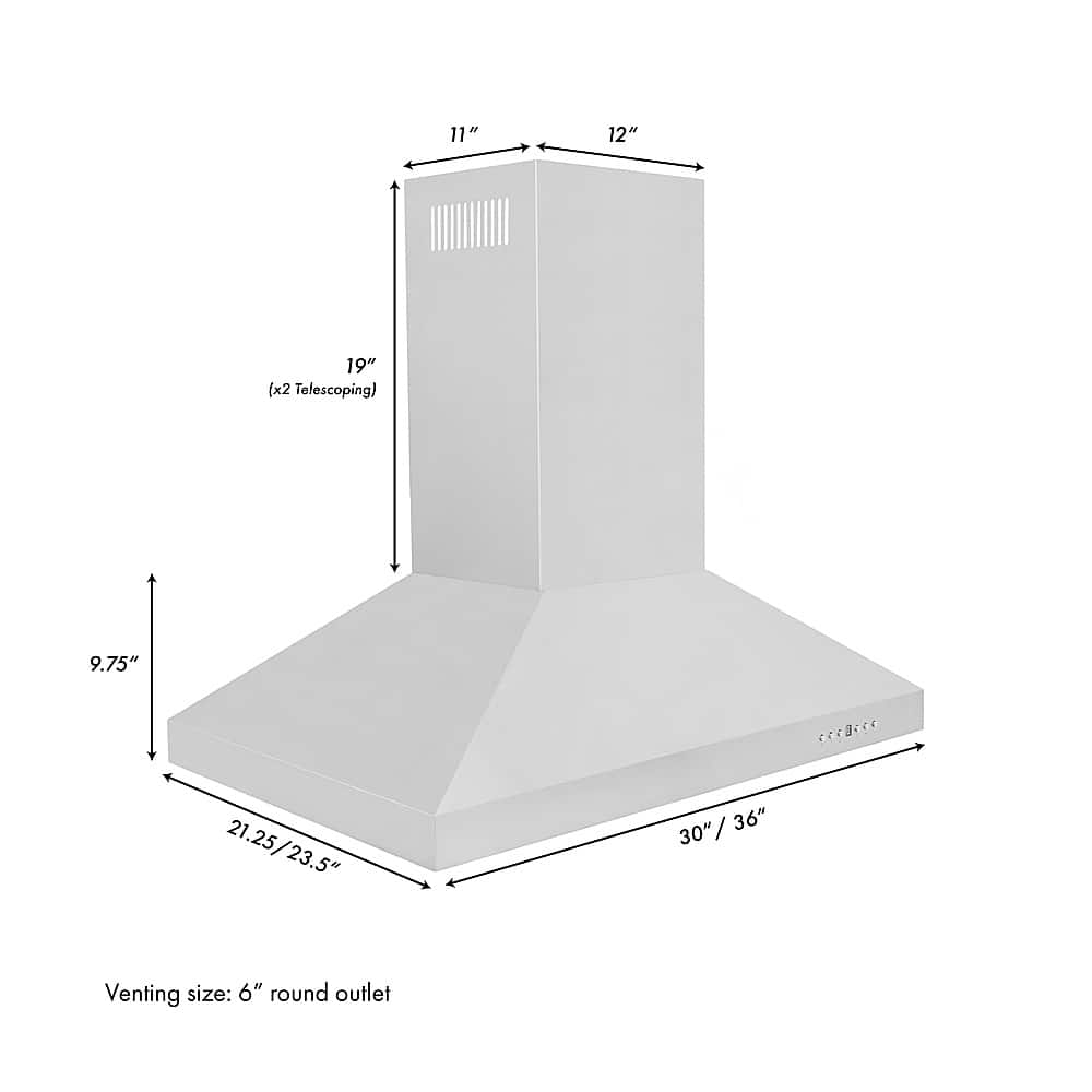 ZLINE 30 inches Externally Vented Island Range Hood Stainless Steel