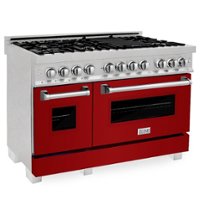 ZLINE - 6.0 cu. ft. Dual Fuel Range with Gas Stove and Electric Oven in Fingerprint Resistant Stainless Steel and Red Gloss Door - Gloss Red - Front_Zoom