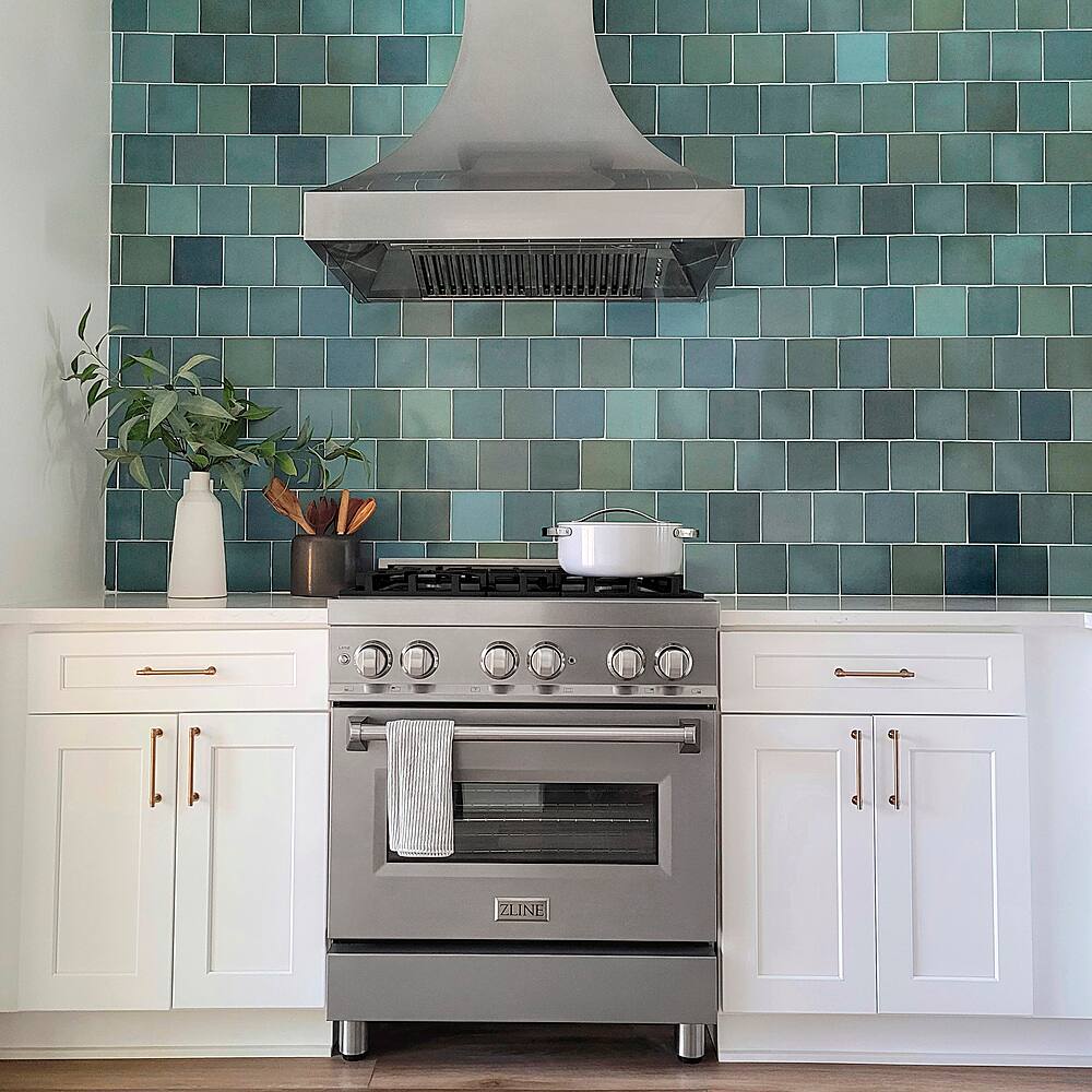 Angle View: ZLINE - 4.0 cu. ft. Dual Fuel Range with Gas Stove and Electric Oven in DuraSnow® Stainless Steel - Snow stainless