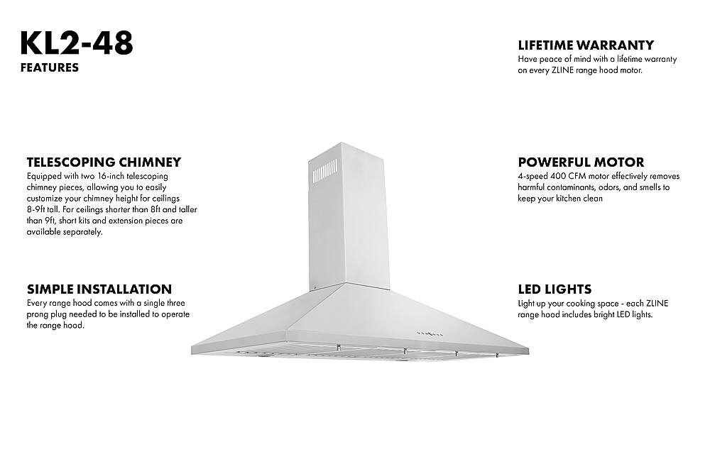 Alt View 19. ZLINE - 48" Externally Vented Range Hood - Stainless steel.