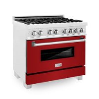 ZLINE - 4.6 cu. ft. Dual Fuel Range with Gas Stove and Electric Oven in Fingerprint Resistant Stainless Steel and Red Gloss Door - Gloss Red - Front_Zoom