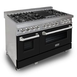 ZLINE - Dual Fuel Range with Gas Stove and Electric Oven in Fingerprint Resistant Stainless Steel and Black Matte Door - Black Matte - Front_Zoom