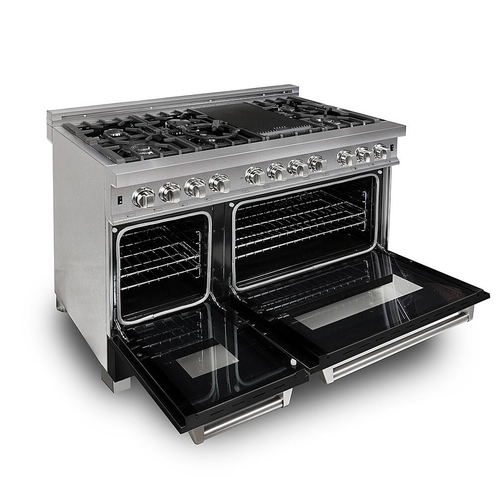 Left View: ZLINE - Professional 6 Cu. Ft. Freestanding Double Oven Dual Fuel Range - Black matte