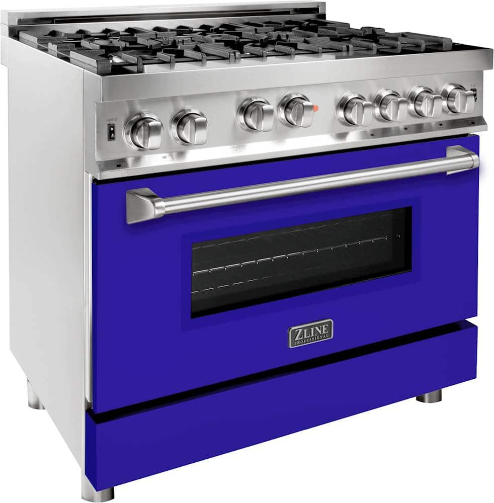 Angle View: ZLINE - Professional 4.6 Cu. Ft. Freestanding Gas Convection Range - Blue matte