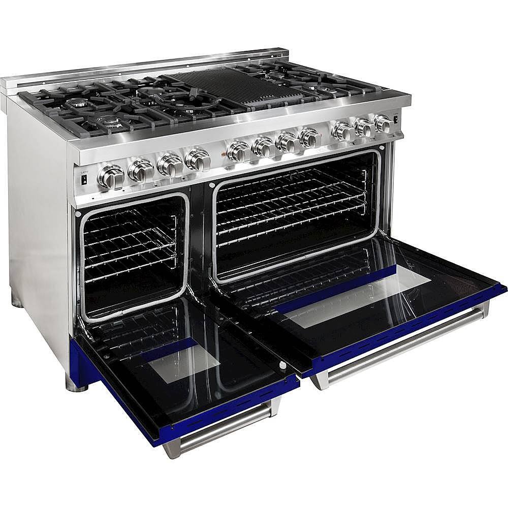 Alt View 11. ZLINE - Professional 6 Cu. Ft. Freestanding Double Oven Dual Fuel Range - Blue Gloss.