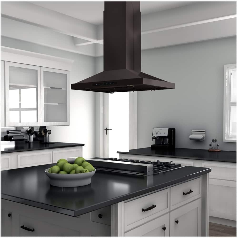 48 black stainless range hood