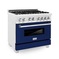 ZLINE - Dual Fuel Range with Gas Stove and Electric Oven in Fingerprint Resistant Stainless Steel - Blue Gloss - Front_Zoom