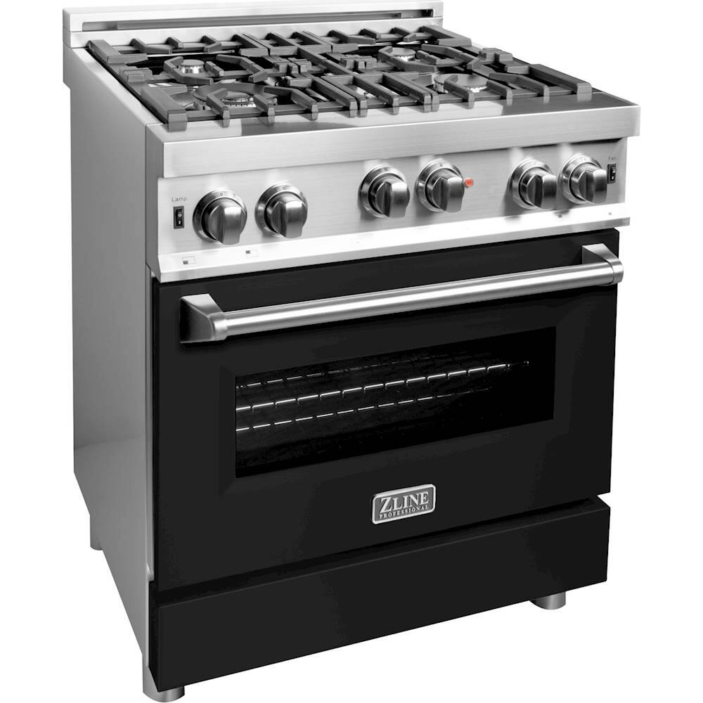 Angle View: ZLINE - Professional 4.0 Cu. Ft. Freestanding Gas Convection Range - Black matte