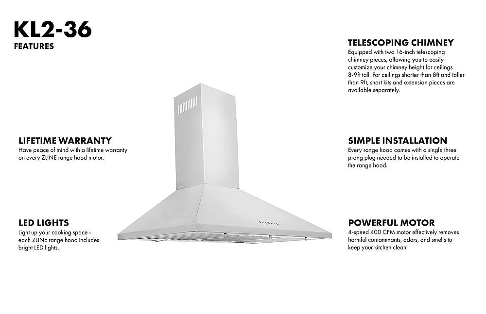 ZLINE 36" Externally Vented Range Hood Stainless Steel KL236 Best Buy