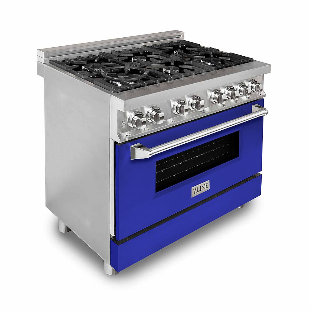 Front. ZLINE - Professional 4.6 Cu. Ft. Freestanding Dual Fuel Convection Range - Blue Matte.