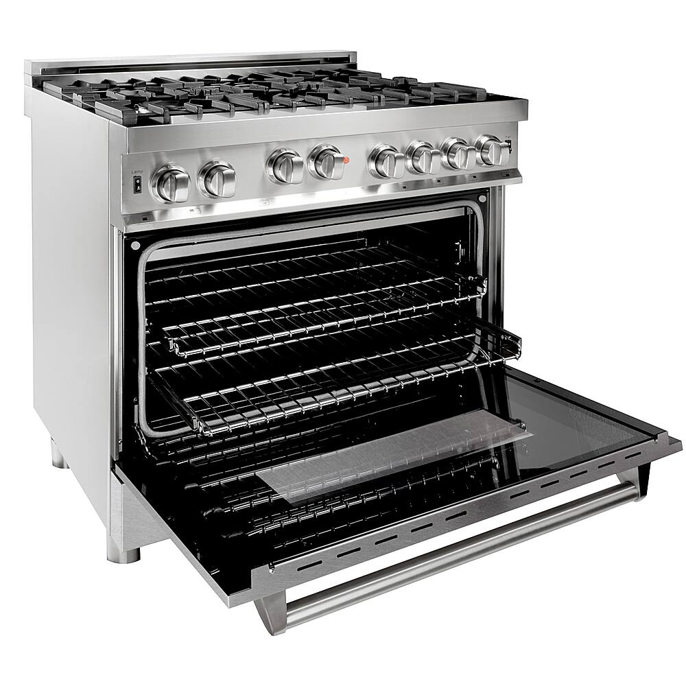 Left View: ZLINE - Professional 4.6 Cu. Ft. Freestanding Gas Convection Range - Snow stainless