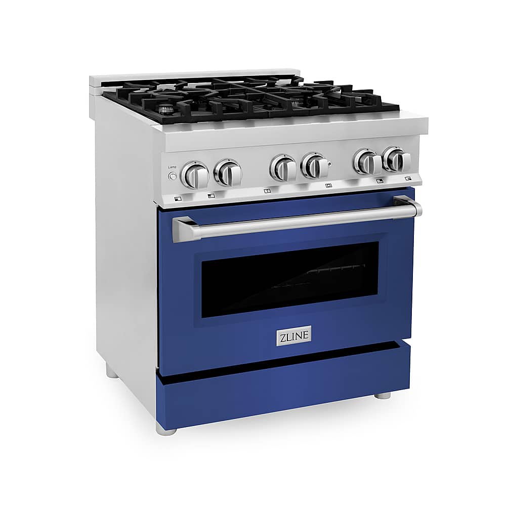 Front. ZLINE - Professional 4 Cu. Ft. Freestanding Dual Fuel Convection Range - Blue Matte.