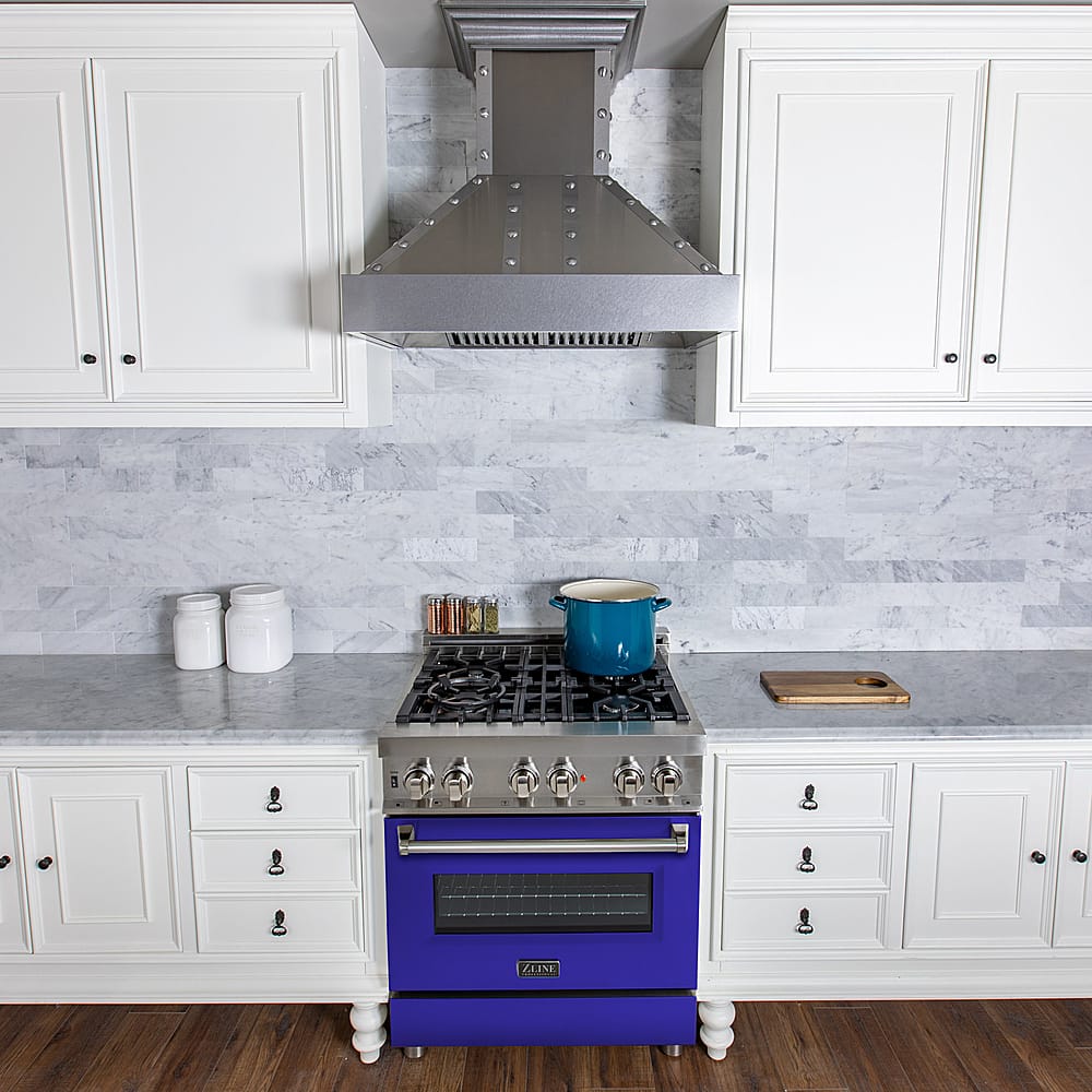 Alt View 1. ZLINE - Professional 4 Cu. Ft. Freestanding Dual Fuel Convection Range - Blue Matte.