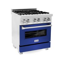 ZLINE - Dual Fuel Range with Gas Stove and Electric Oven, Fingerprint Resistant - Stainless Steel/Blue Matte Door - Front_Zoom