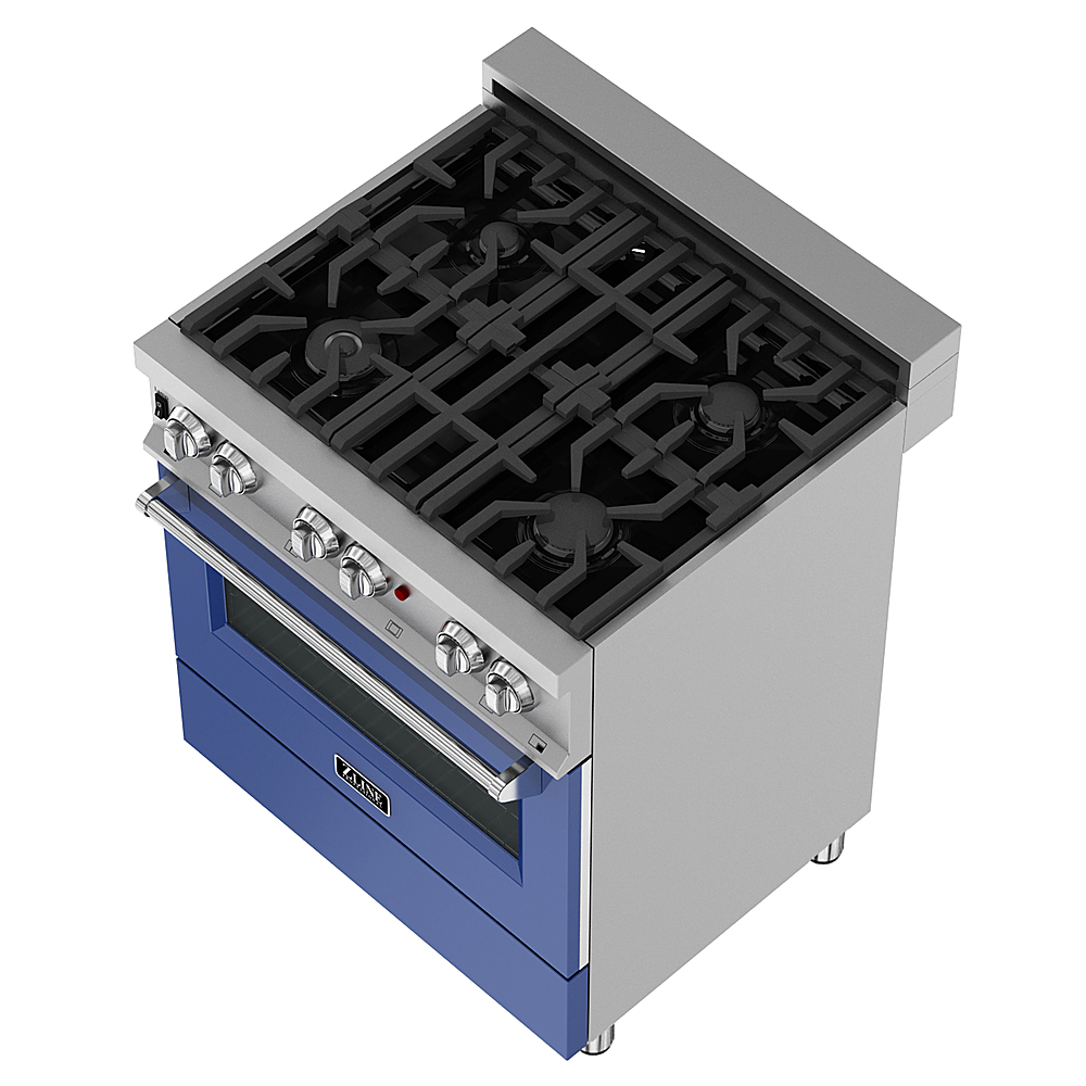 ZLINE 30 in. Professional Dual Fuel Range with Blue Gloss Door