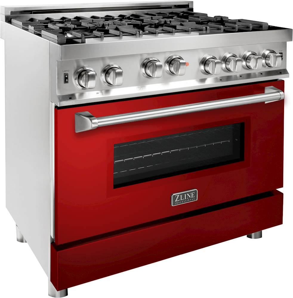 Angle View: ZLINE - Professional 4.6 Cu. Ft. Freestanding Gas Convection Range - Gloss red