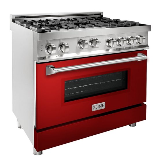 ZLINE – Professional 4.6 Cu. Ft. Freestanding Gas Convection Range – Gloss Red