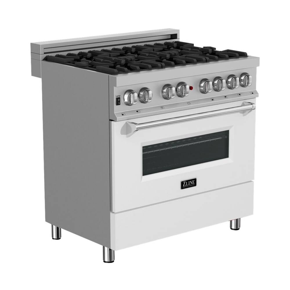 Left View: ZLINE - Professional 4.6 Cu. Ft. Freestanding Dual Fuel Convection Range - Matte white