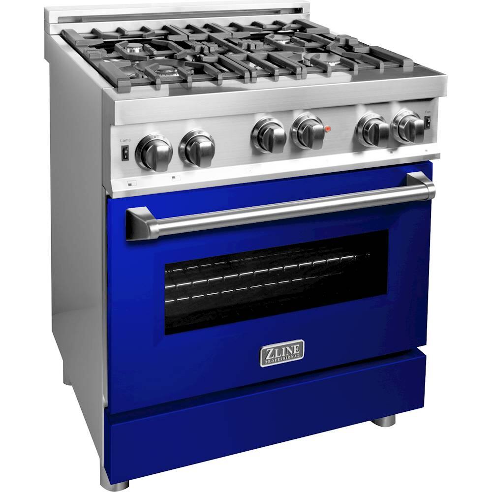 Angle View: ZLINE - Professional 4.0 Cu. Ft. Freestanding Gas Convection Range - Blue gloss