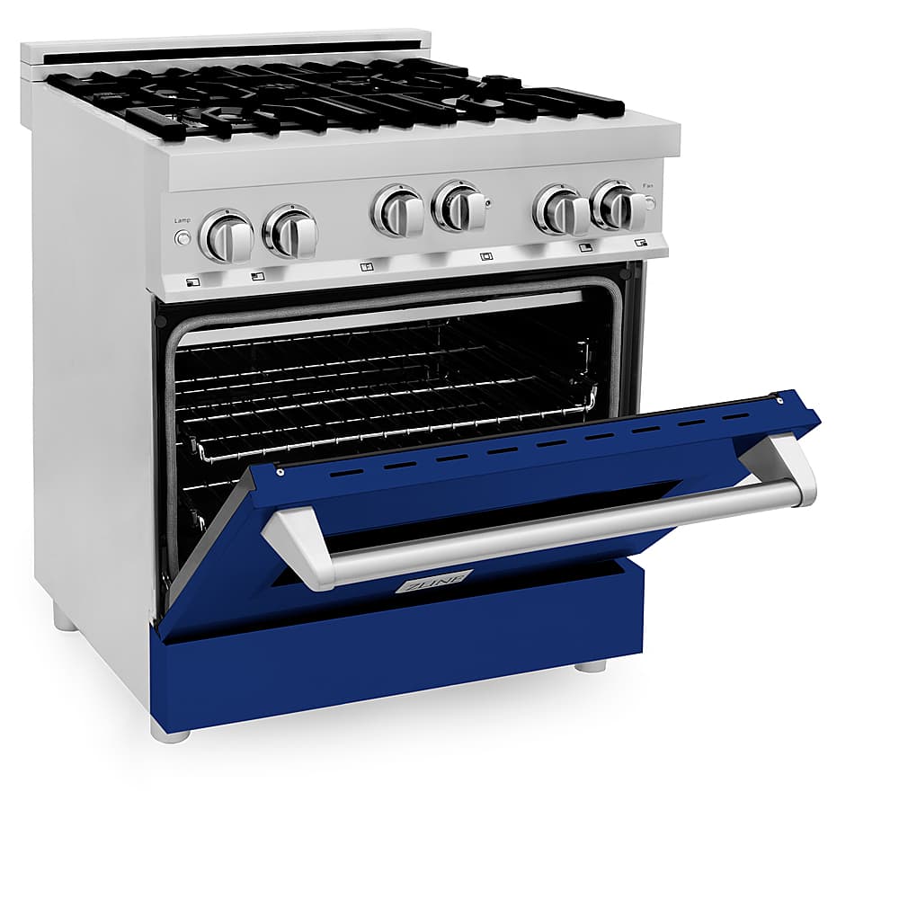Left View: ZLINE - Professional 4.0 Cu. Ft. Freestanding Gas Convection Range - Blue gloss