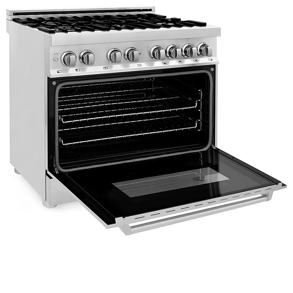 Left View: ZLINE - Professional 4.6 Cu. Ft. Freestanding Dual Fuel Convection Range - Stainless steel