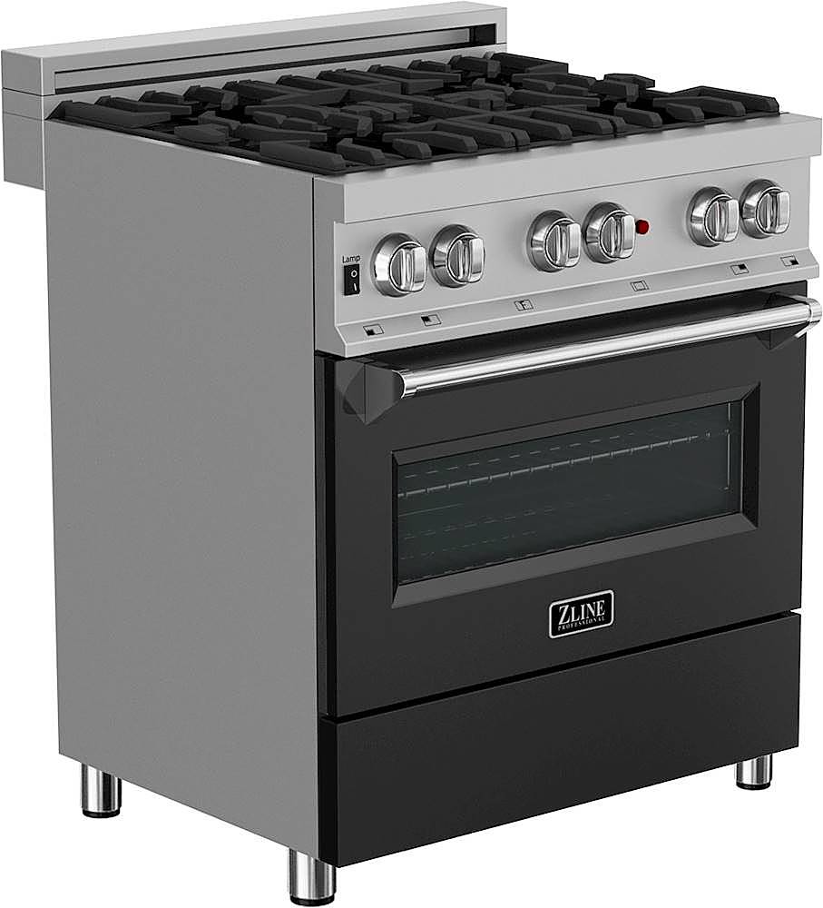 Angle View: ZLINE - Professional 4 Cu. Ft. Freestanding Dual Fuel Convection Range - Black matte