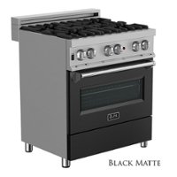 ZLINE - Dual Fuel Range with Gas Stove and Electric Oven in Fingerprint Resistant Stainless Steel and Black Matte Door - Black Matte - Front_Zoom