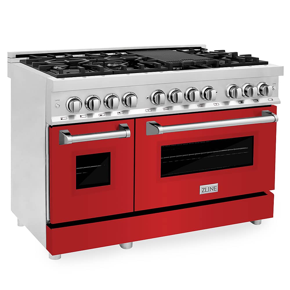 ZLINE - Professional 6 Cu. Ft. Freestanding Double Oven Dual Fuel Range - Matte Red - Front_Zoom