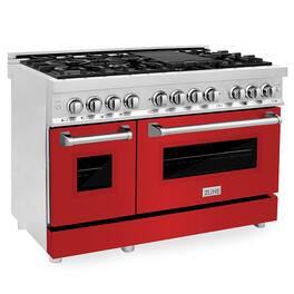 ZLINE - Professional 6 Cu. Ft. Freestanding Double Oven Dual Fuel Range - Matte Red