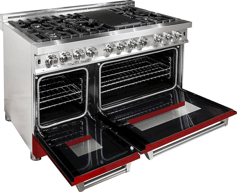 Alt View 11. ZLINE - Professional 6 Cu. Ft. Freestanding Double Oven Dual Fuel Range - Matte Red.