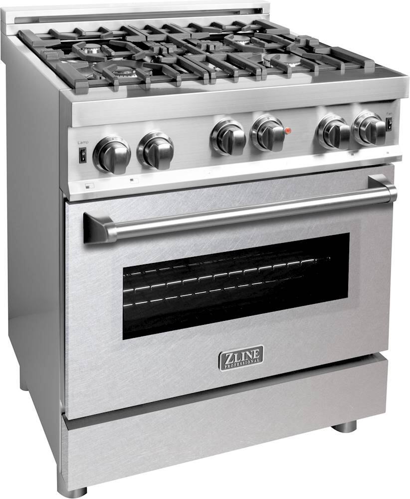 Angle View: ZLINE - Professional 4.0 Cu. Ft. Freestanding Gas Convection Range - Snow stainless