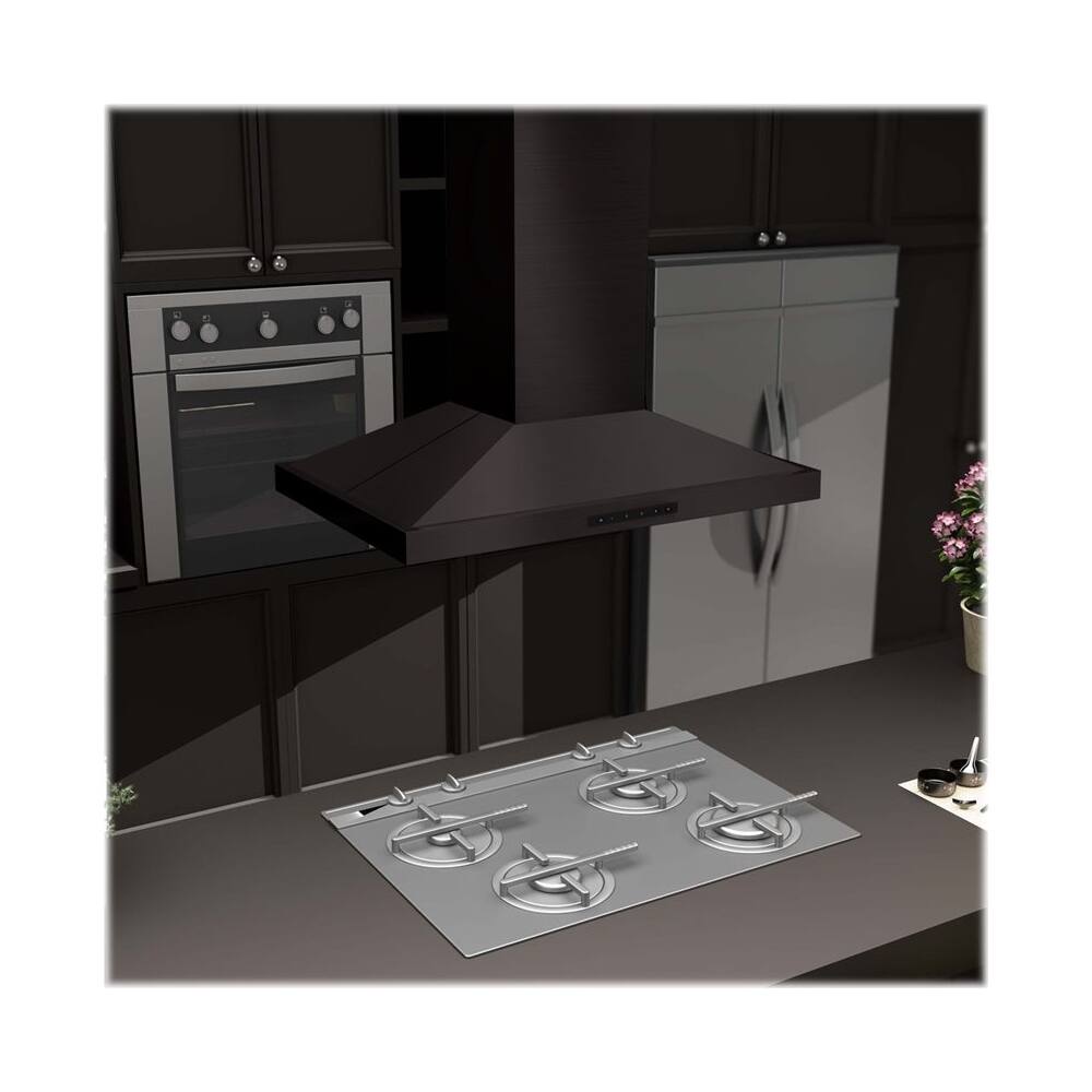 Left. ZLINE - 36" Externally Vented Range Hood - Stainless steel.