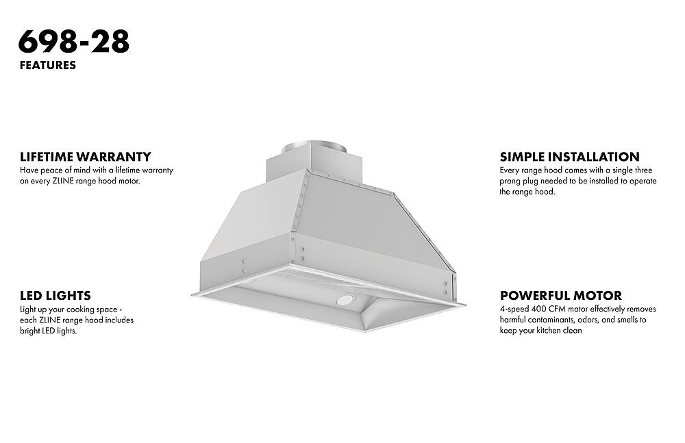 Alt View 15. ZLINE - 28" Externally Vented Range Hood - Stainless steel.
