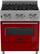 Angle. ZLINE - 4.0 cu. ft. Dual Fuel Range with Gas Stove and Electric Oven in Fingerprint Resistant Stainless Steel and Red Gloss Door - Gloss Red.
