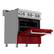 Left. ZLINE - 4.0 cu. ft. Dual Fuel Range with Gas Stove and Electric Oven in Fingerprint Resistant Stainless Steel and Red Gloss Door - Gloss Red.