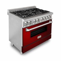 ZLINE - Professional 4.6 Cu. Ft. Freestanding Dual Fuel Convection Range - Gloss Red - Front_Zoom