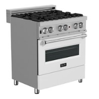 ZLINE - Dual Fuel Range with Gas Stove and Electric Oven in Fingerprint Resistant Stainless Steel and White Matte Door - Matte White - Front_Zoom
