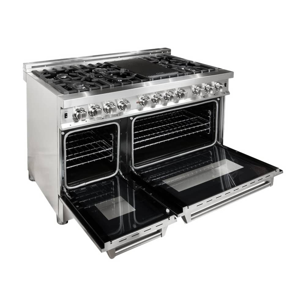 Left View: ZLINE - Professional 4.6 Cu. Ft. Freestanding Dual Fuel Convection Range - Snow stainless