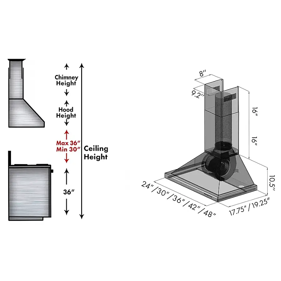 Alt View 18. ZLINE - 48" Externally Vented Range Hood - Brushed Stainless Steel.
