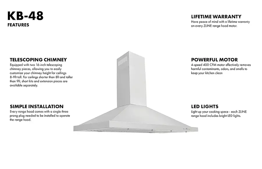 Alt View 19. ZLINE - 48" Externally Vented Range Hood - Brushed Stainless Steel.