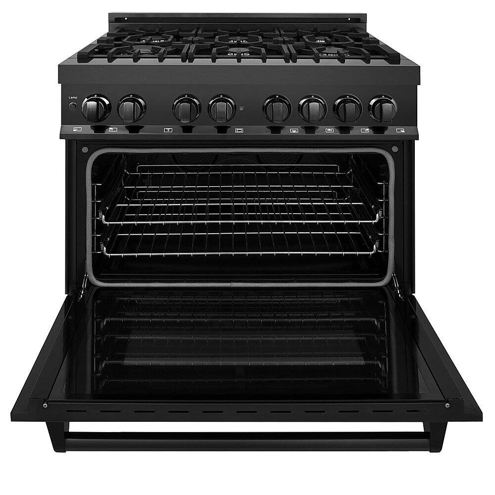 Alt View 14. ZLINE - Dual Fuel Range with Gas Stove and Electric Oven in Black Stainless Steel with Brass Burners.