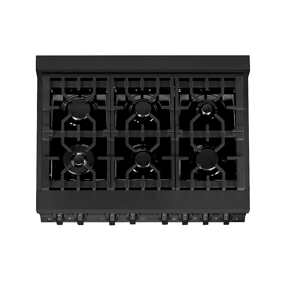 Alt View 21. ZLINE - Dual Fuel Range with Gas Stove and Electric Oven in Black Stainless Steel with Brass Burners.