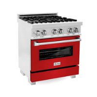 ZLINE - 4.0 cu. ft. Dual Fuel Range with Gas Stove and Electric Oven in Fingerprint Resistant Stainless Steel and Red Matte Door - Matte Red - Front_Zoom