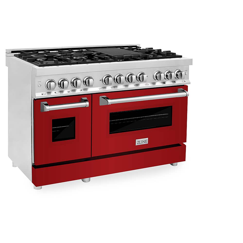 Front. ZLINE - Professional 6 Cu. Ft. Freestanding Double Oven Dual Fuel Range - Gloss Red.