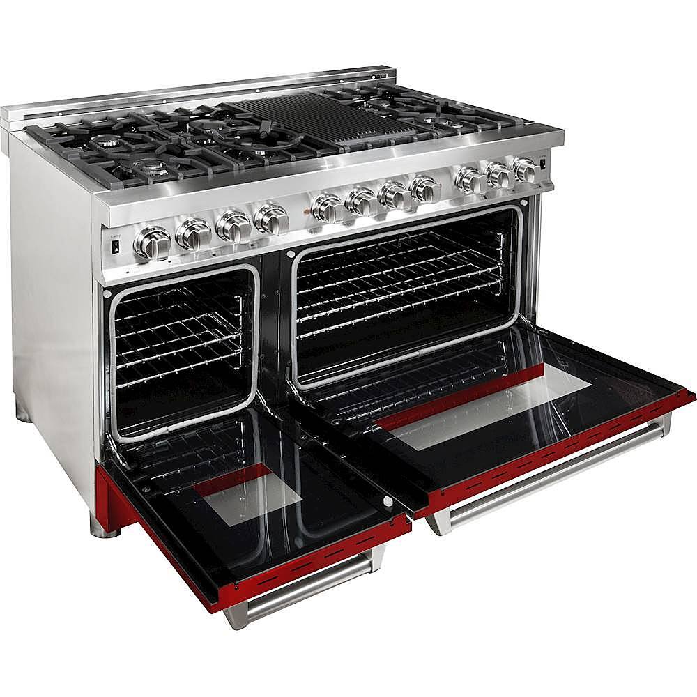 Alt View 11. ZLINE - Professional 6 Cu. Ft. Freestanding Double Oven Dual Fuel Range - Gloss Red.