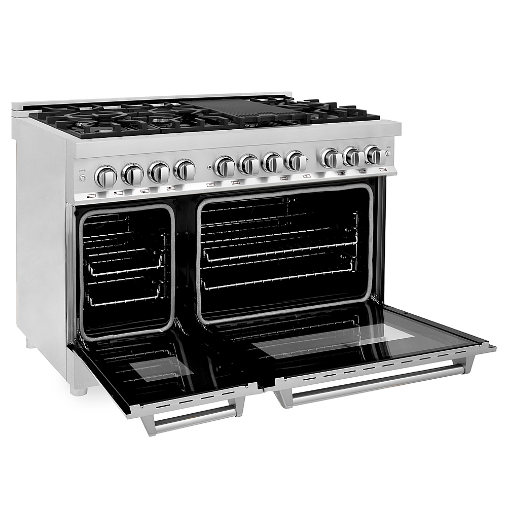 Left View: KitchenAid - 7.1 Cu. Ft. Self-Cleaning Slide-In Dual Fuel Convection Range - Stainless steel