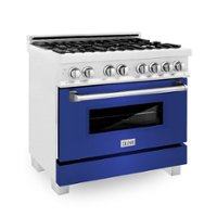 ZLINE - Dual Fuel Range with Gas Stove and Electric Oven, Fingerprint Resistant - Stainless Steel/Blue Matte Door - Front_Zoom