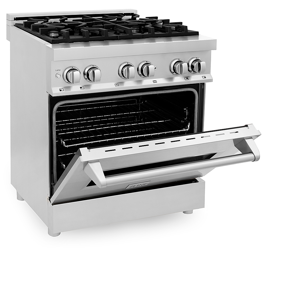 Angle View: ZLINE - 4.0 cu. ft. Dual Fuel Range with Gas Stove and Electric Oven in Stainless Steel - Stainless steel