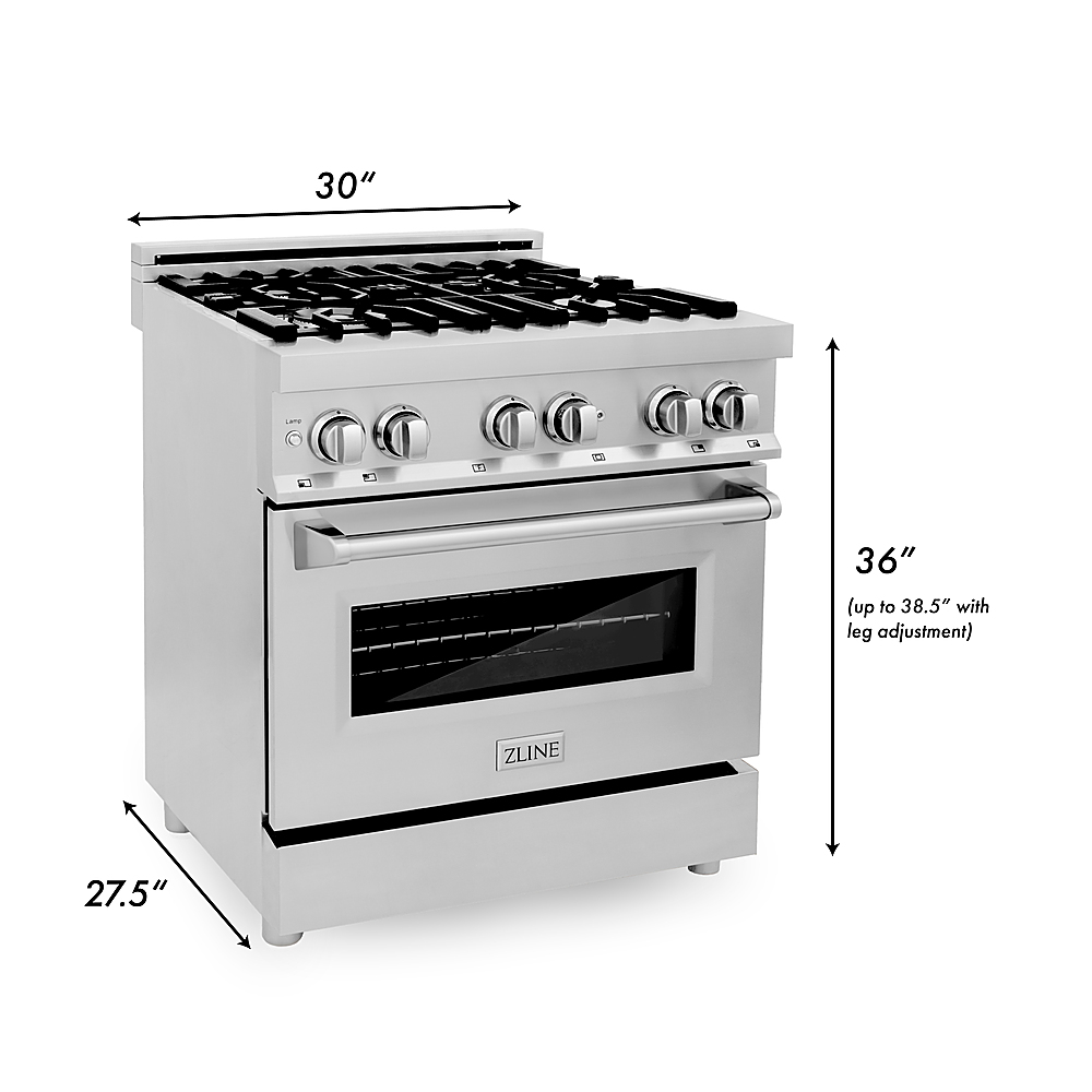 ZLINE 30 4.0 Cu. ft. Dual Fuel Range with GAS Stove and Electric Oven in Stainless Steel (RA30)